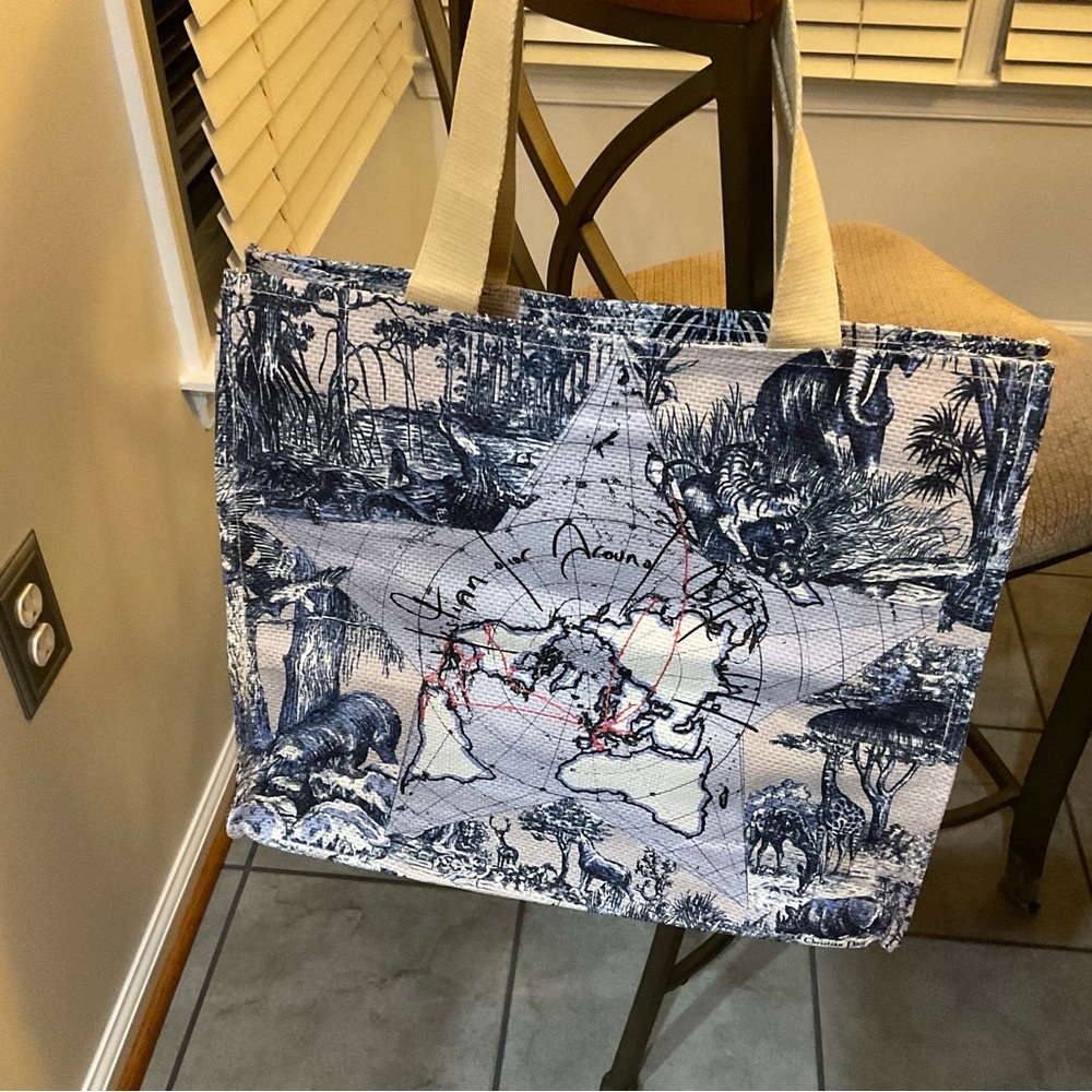 Dior Blue Toile Print Canvas Tote